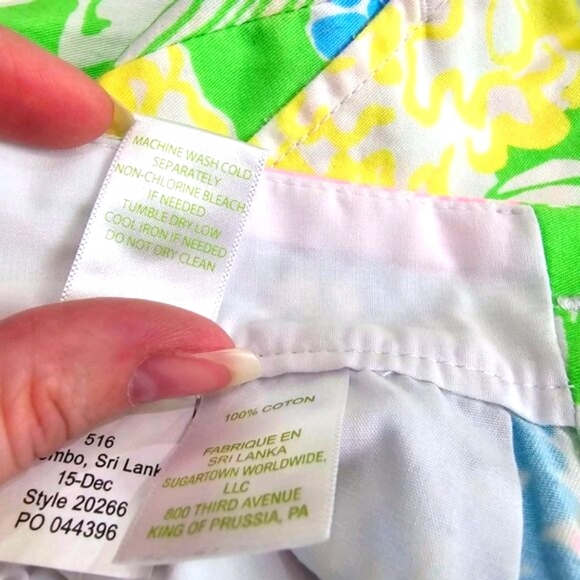 Floral Scalloped Hem Cotton Shorts – by Lilly Pulitzer Green Blue Resort Sz 00 - Picture 9 of 13